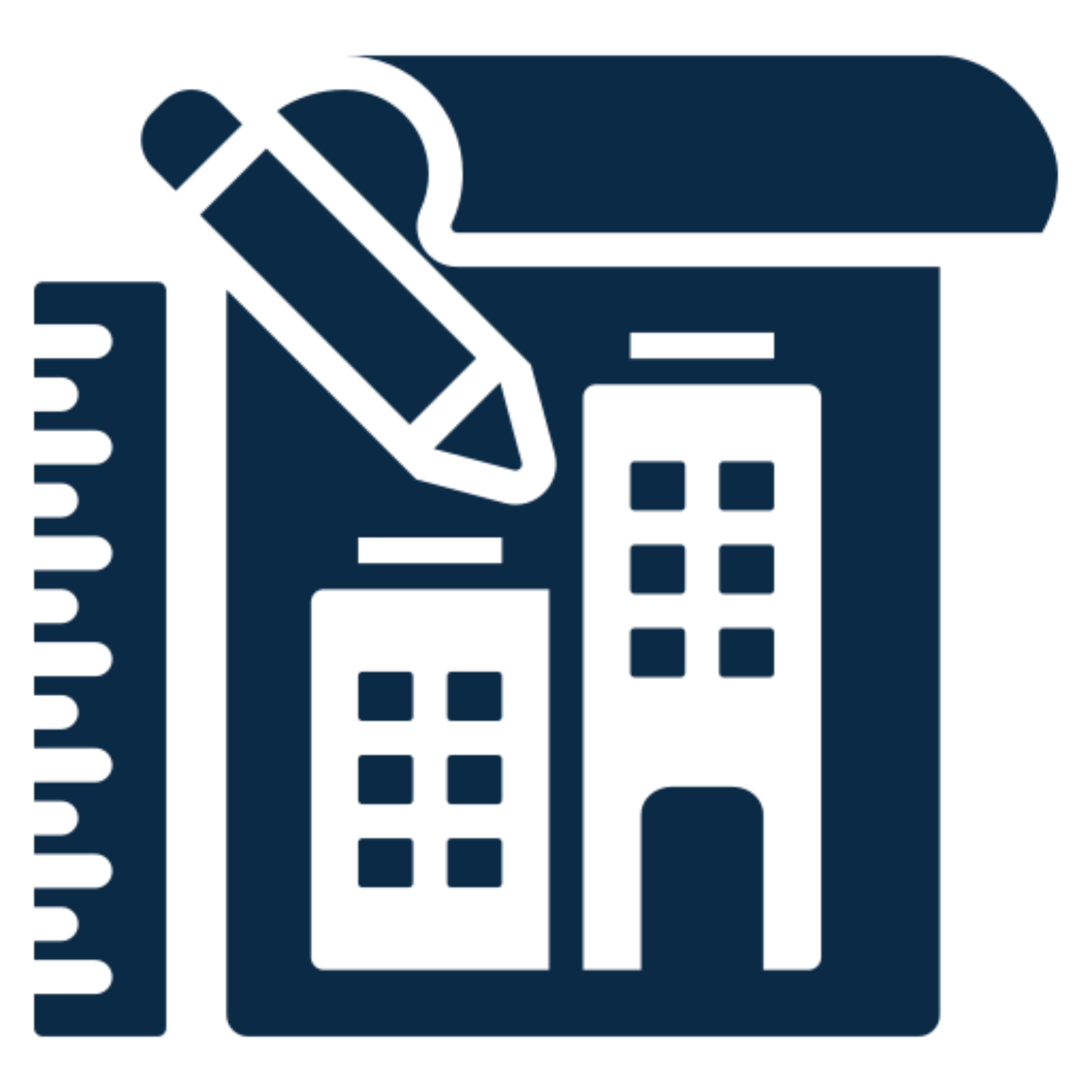 Building blueprint with pencil and ruler.