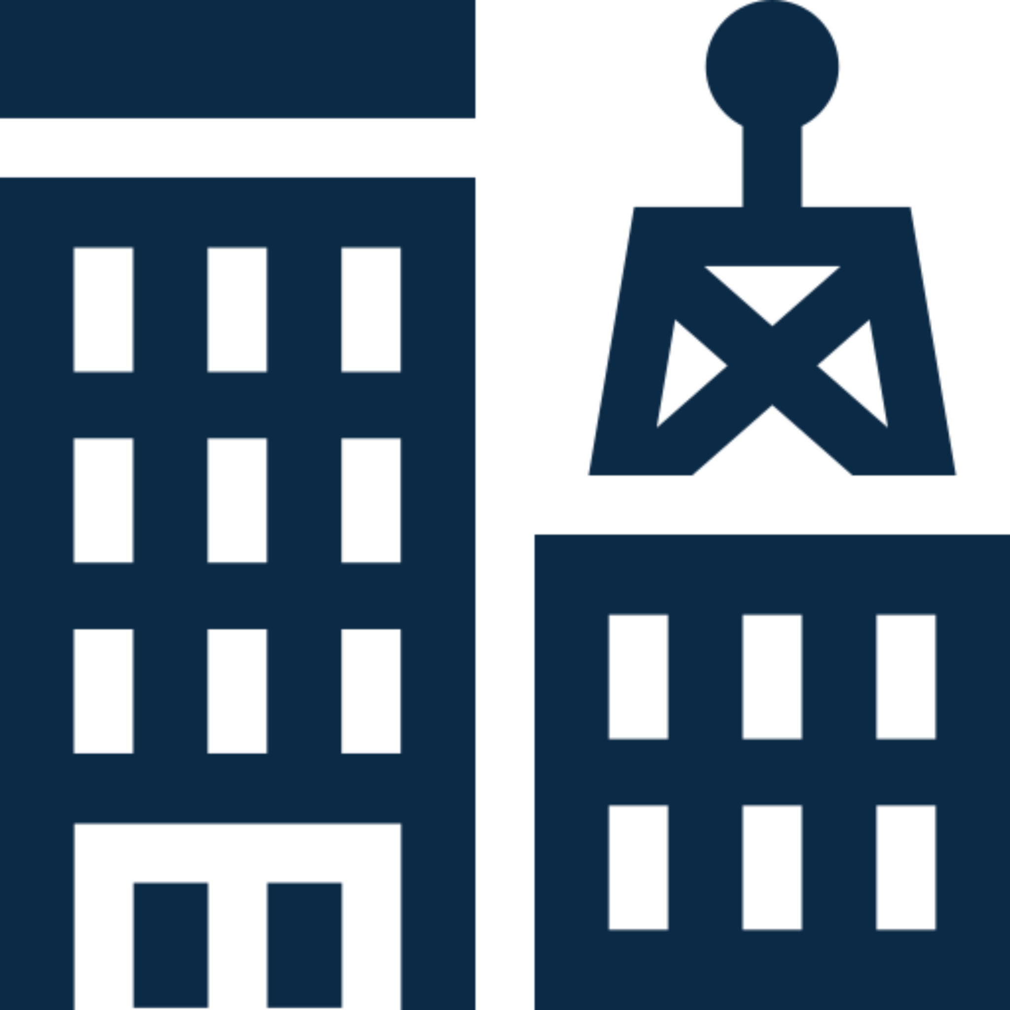 Urban building and clock tower icon.